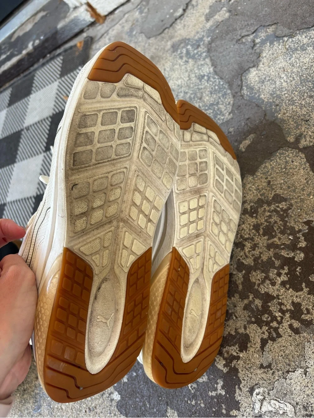 Puma White Athletic Sneakers with Tan Accents